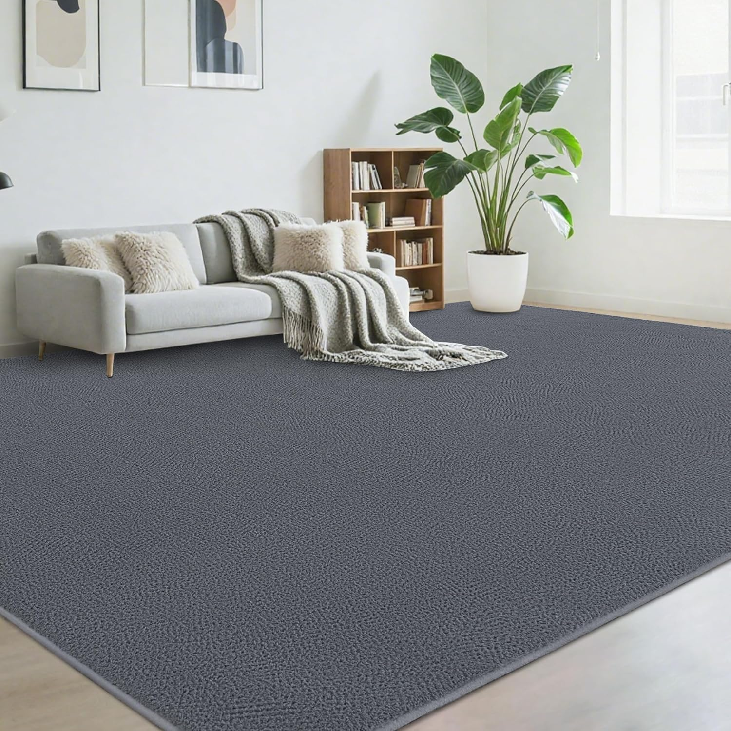 Large Modern Area Rugs for Living Room Bedroom, 6X9 Feet Grey Ultra Soft Thickened Memory-Foam Indoor Rug, Comfy Aesthetic Solid Minimalist Carpets for Girls Boys Nursery Dorm Home Decor - Image 9
