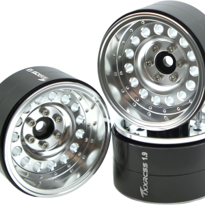 RC 1.9 Inch Beadlock Wheels Negative Offsets 10Mm Rims Hex 12Mm Aluminum Wheel for TRX4 TRX6 SCX10 Gen8 1/10 RC Crawler Remote Control Car Upgrades Accessories 4Pcs (Silver) YK1906