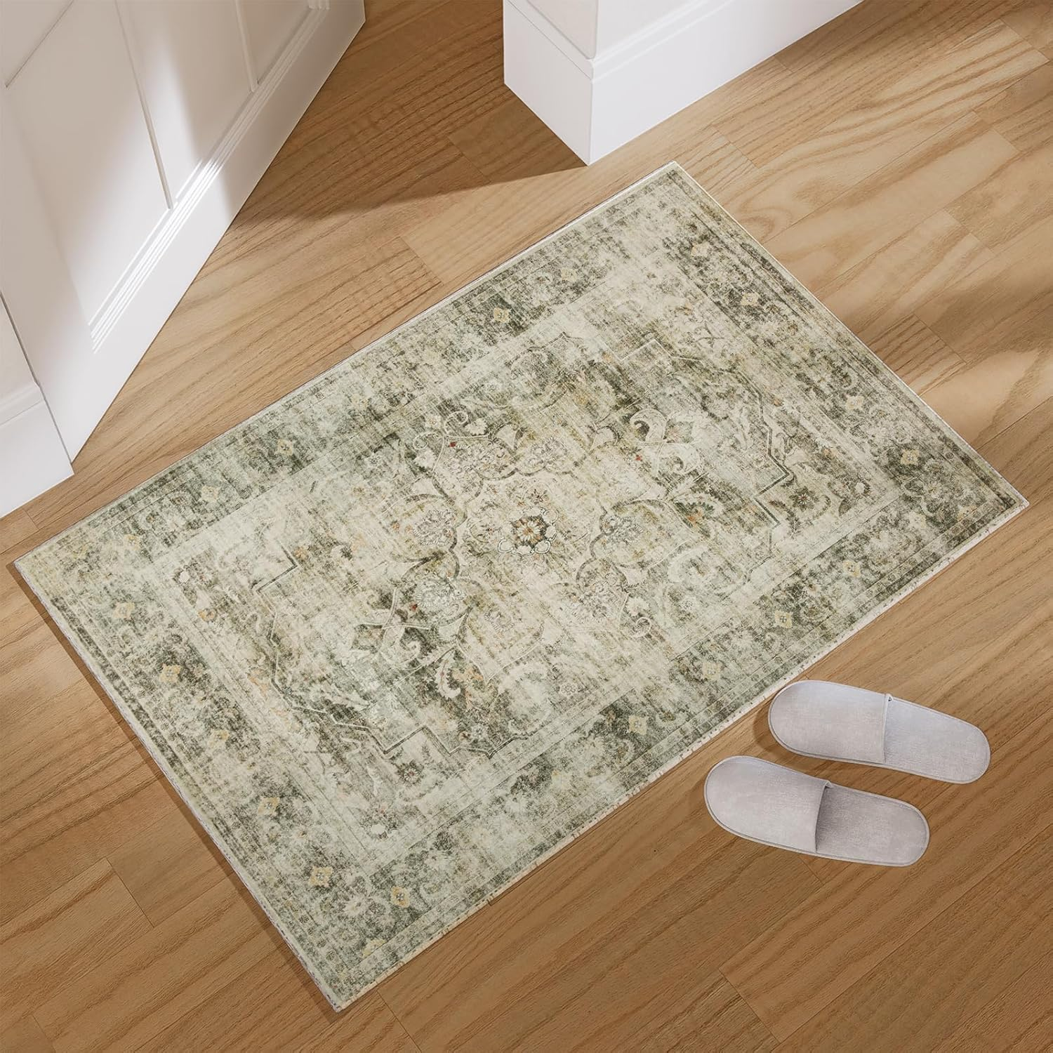 2X3 Washable Area Rugs for Entryway: Small Boho Rug Non Slip Door Mat Indoor Entrance Low Pile Soft Throw Rugs for inside Front Door Floor Bedroom Bedside Kitchen Nursery Dorm Room Entry