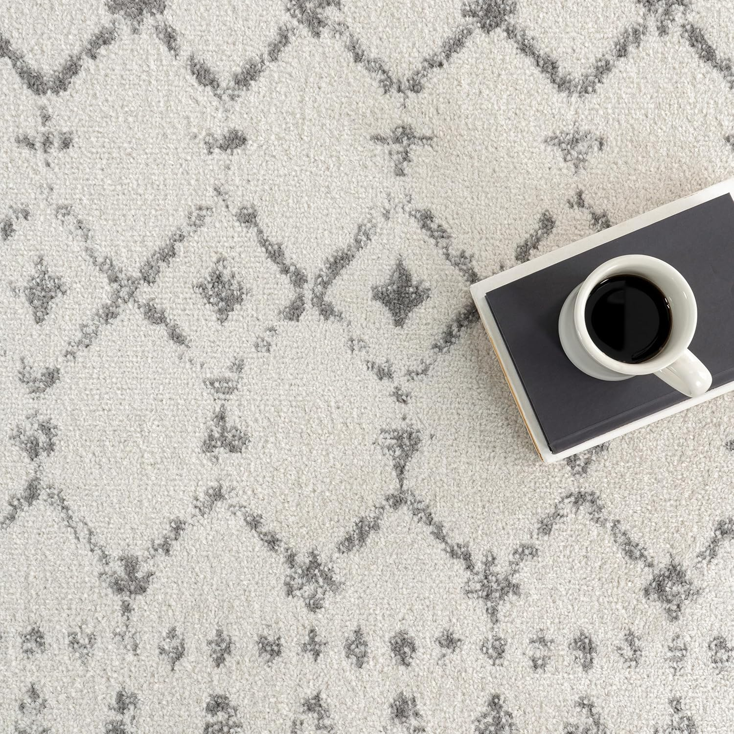 2X16 Moroccan Blythe Area Rug, Grey, Faded Bohemian Design, Stain Resistant, for Bedroom, Dining Room, Living Room, Hallway, Office, Kitchen, Entryway - Image 6