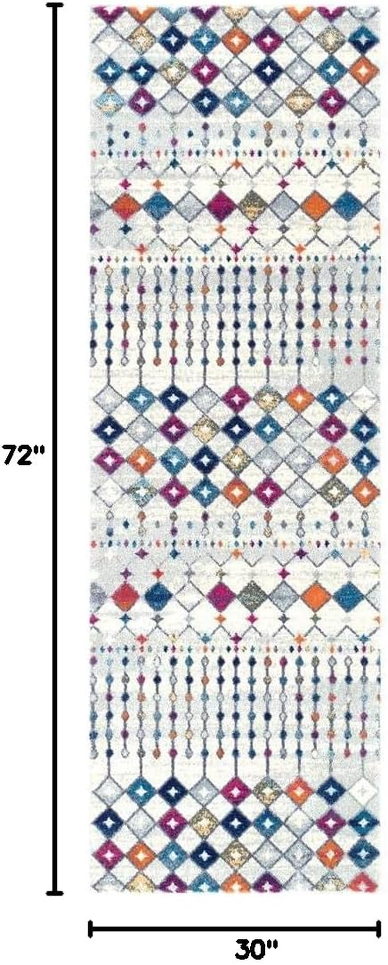 2X6 Moroccan Blythe Area Rug, Multicolor, Faded Bohemian Design, Stain Resistant, for Bedroom, Dining Room, Living Room, Hallway, Office, Kitchen, Entryway - Image 2