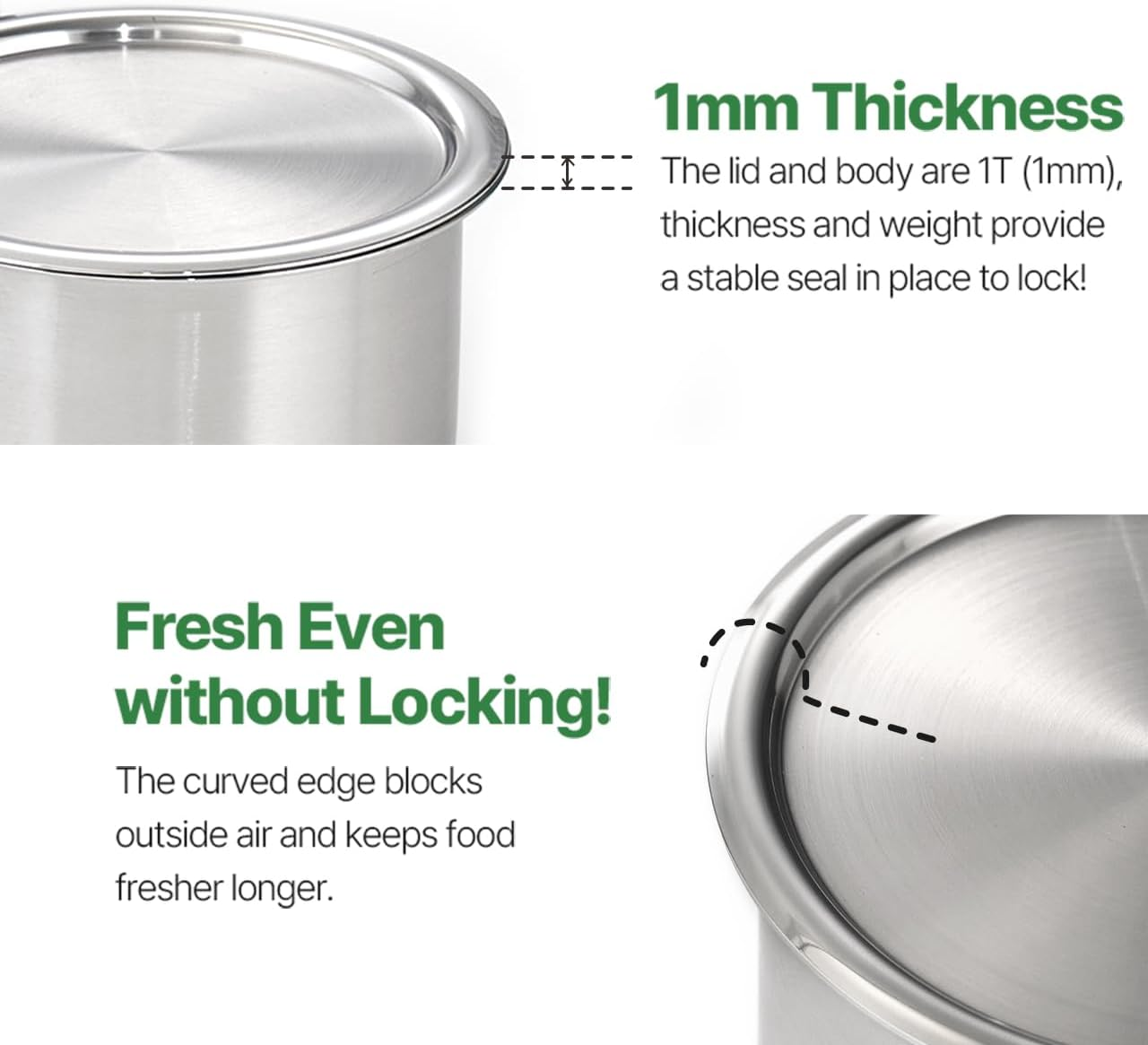 Cake 5PCS Stainless Steel Food Storage Containers with Lids 5PCS Canister Set Kitchen Appliances Dishwasher Safe Premium South Korea - Image 4