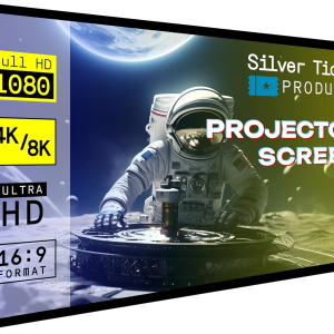 STR Series 6 Piece Home Theater Fixed Frame 4K / 8K Ultra HD, HDTV, HDR & Active 3D Movie Projection Screen, 16:9 Format, 92" Diagonal, Woven Acoustic Material STR-16992-WAB