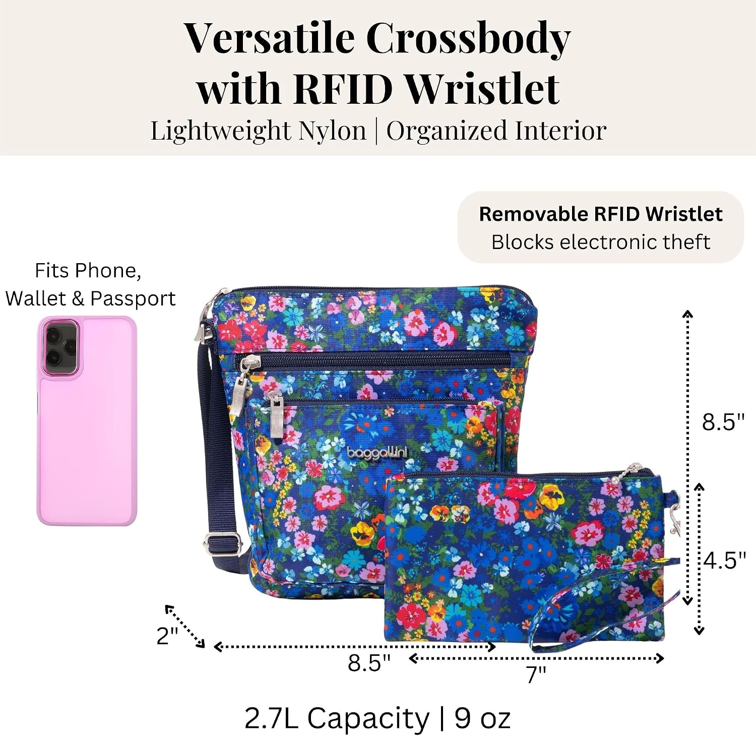 Pocket Crossbody Bags for Women 8X8 Small Lightweight Durable Water-Resistant Travel Purse W/Rfid - Image 5