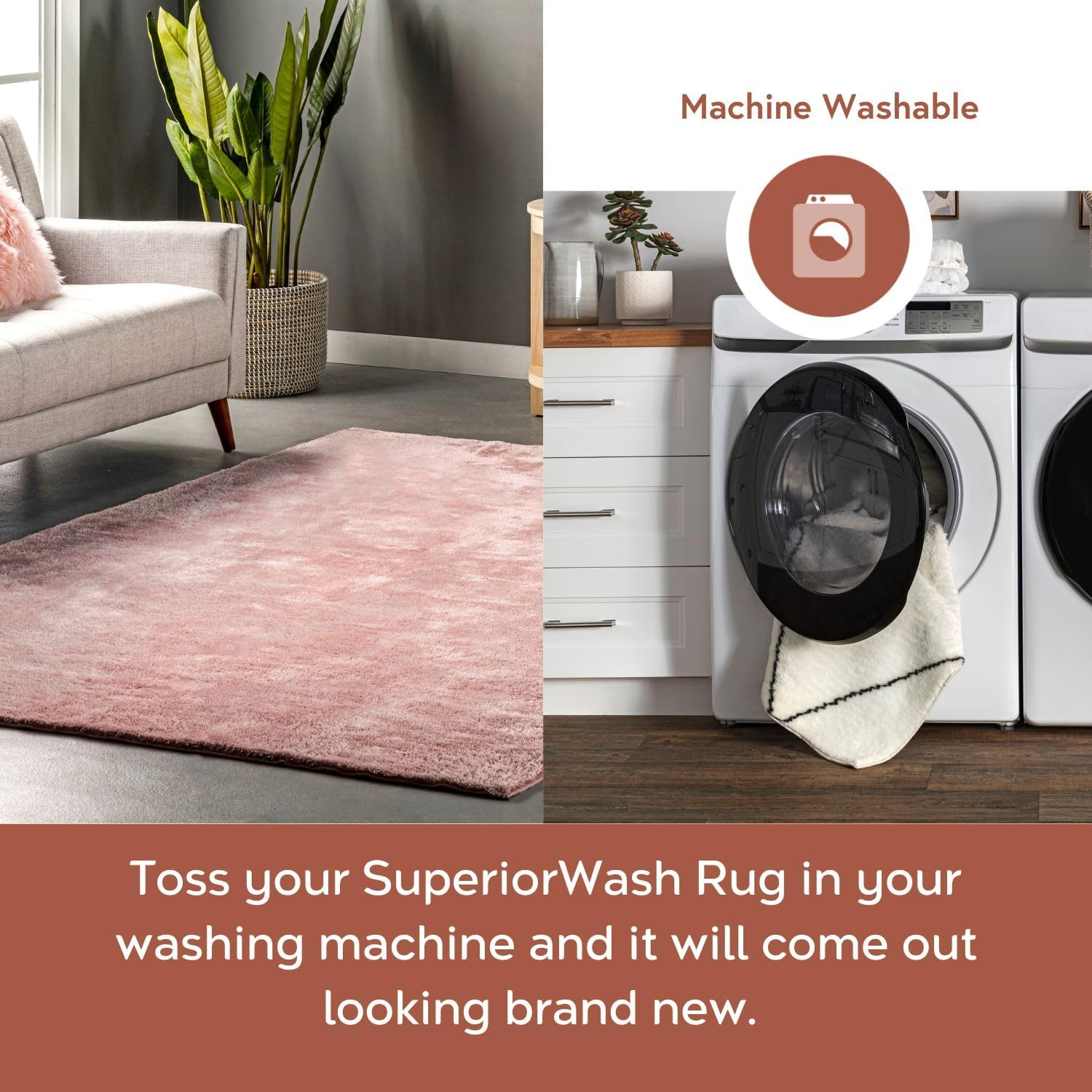 2' X 8' Cozy Plush Superiorwash Area Rug, Machine Washable, Non-Slip, Soft Fluffy Shag Carpet for Living Room Bedroom Kids Room Nursery Home Decor, Loni Pink - Image 4