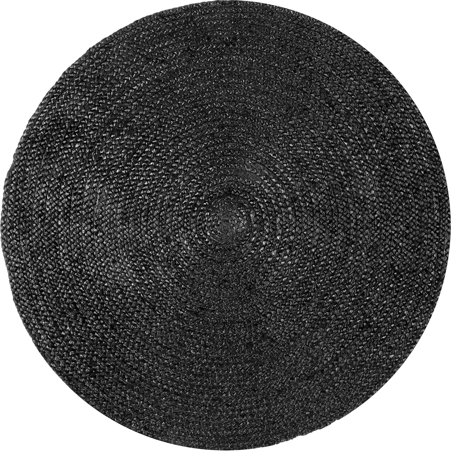 4 round Rigo Jute Hand Woven Area Rug, Black, Solid Farmhouse Design, Natural Fiber, for Bedroom, Living Room, Dining Room, Hallway, Office, Kitchen, Entryway - Image 3