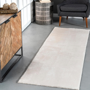 2' X 8' Cozy Plush Area Rug, Machine Washable, Non-Slip, Soft Fluffy Shag Carpet for Living Room Bedroom Kids Room Nursery Home Decor, Loni White