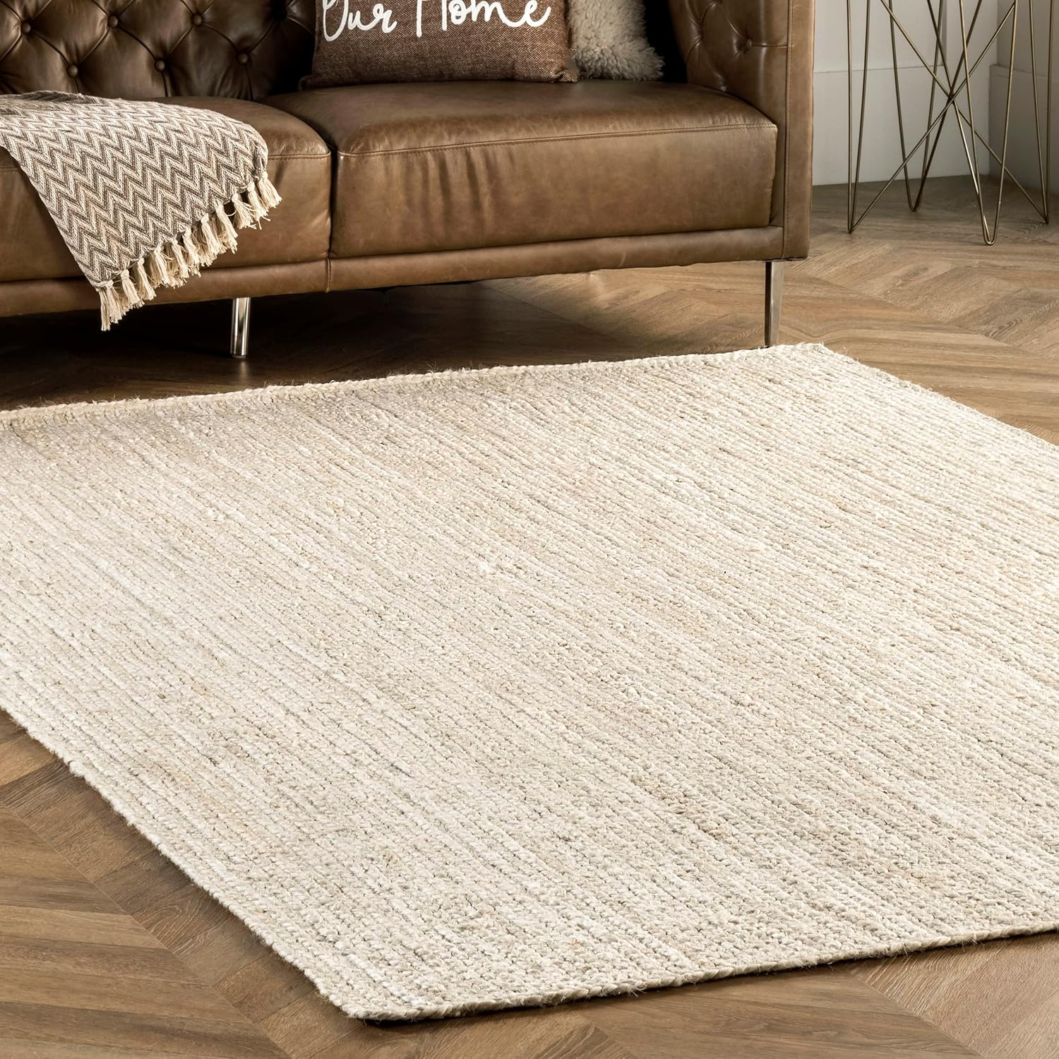 4 round Rigo Jute Hand Woven Area Rug, off White, Solid Farmhouse Design, Natural Fiber, for Bedroom, Living Room, Dining Room, Hallway, Office, Kitchen, Entryway - Image 8