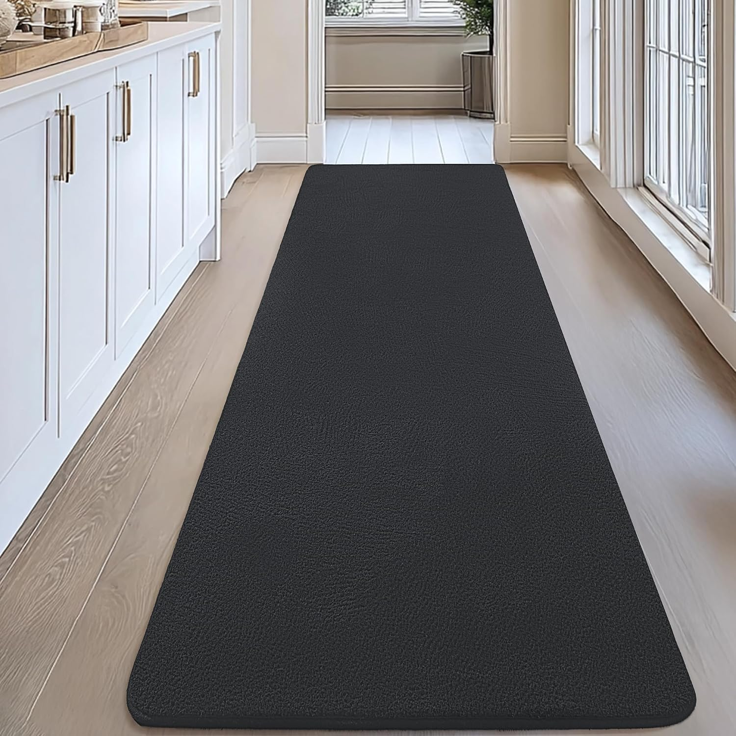 Large Modern Runner Rugs for Living Room Bedroom, 2X6 Feet Dark Grey Ultra Soft Thickened Memory-Foam Indoor Rug, Comfy Aesthetic Solid Minimalist Carpets for Girls Boys Nursery Dorm Home Decor - Image 3