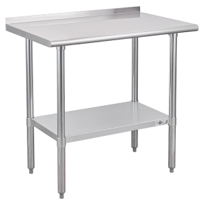 Stainless Steel Prep Table NSF Commercial Work Table with Backsplash and Undershelf for Kitchen Restaurant 36X24 Inch