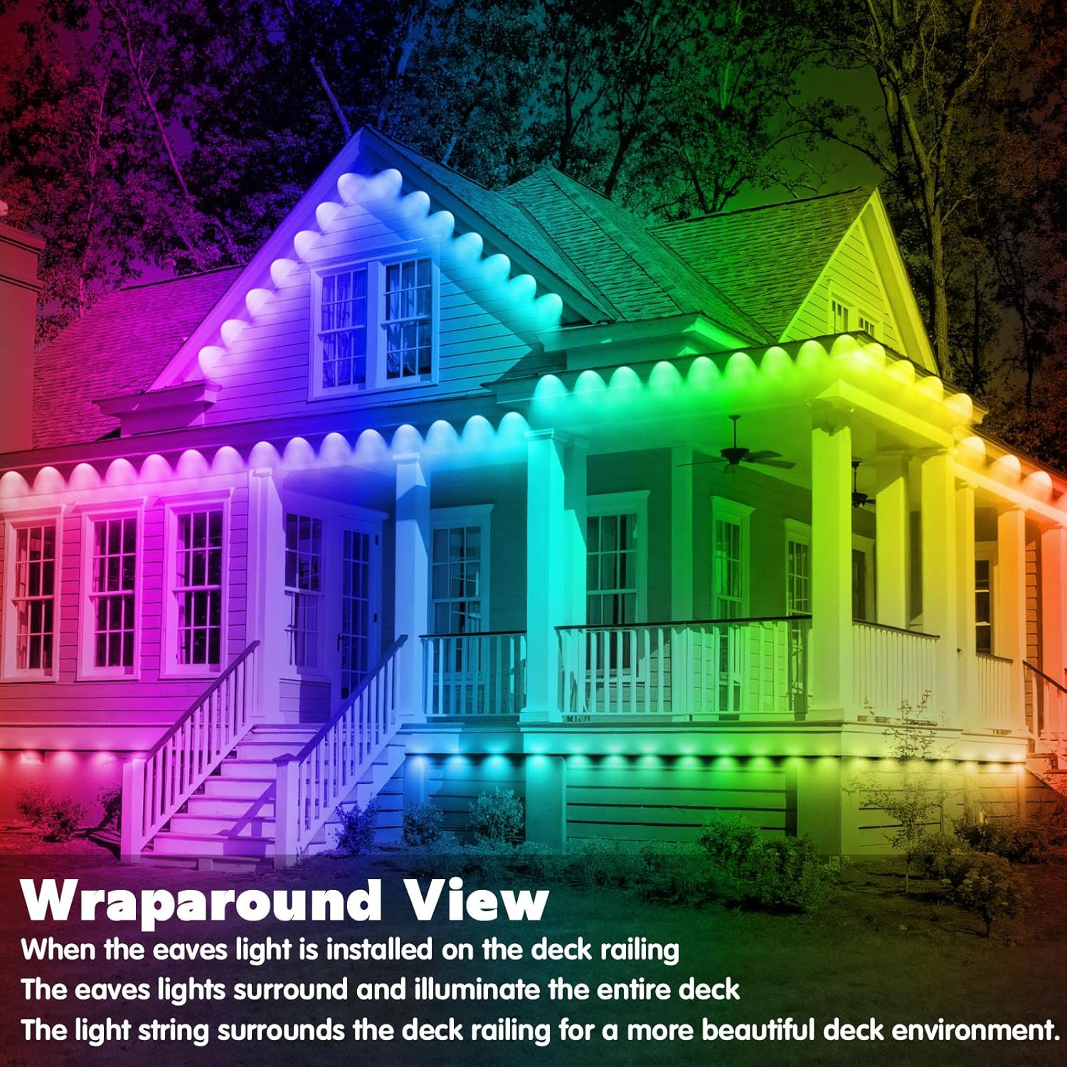 300FT Permanent Outdoor RGB Lights - IP67 Waterproof with Smart App Control Remote,Diy Scene Modes, Music Synchronization,Eaves Lights for Garden Decor,Deck,Christmas - Image 3
