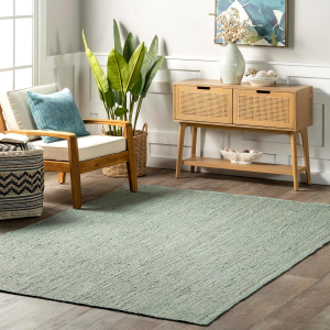 Rigo Handmade, Green, 3' X 5', Hand Woven, Farmhouse, Jute, Soft and Textured, High Traffic, Stain Resistant, Easy Clean, Durable Area Rug for Bedroom, Living Room, Dining, Den, Foyer