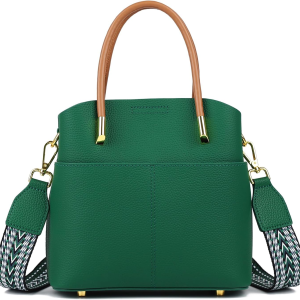 Genuine Leather Crossbody Purses, Handbags for Women, Bucket Bags | 8.6*4.3*8.2Inch, Top Handle Satchel, Multi-Pocket, Patch Pocket, 2 Adjustable Straps, Office, Daily Life