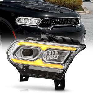 - for 2021-2024 Dodge Durango Chrome Bezel Full LED W/O AFS Projector Headlight Headlamp Replacement - Passenger