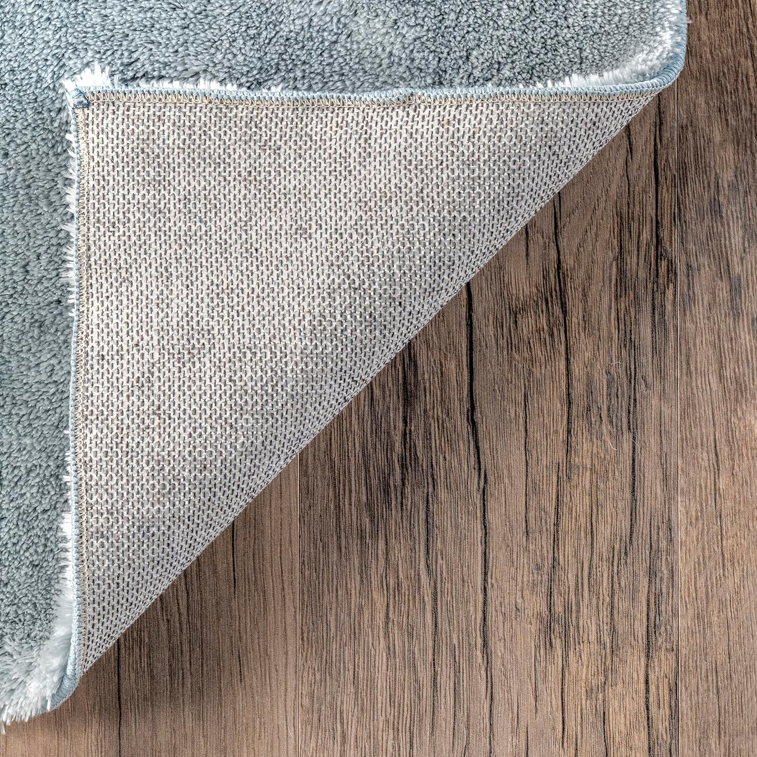 6' Square Cozy Plush Area Rug, Machine Washable, Non-Slip, Soft Fluffy Shag Carpet for Living Room Bedroom Kids Room Nursery Home Decor, Loni Light Blue - Image 5