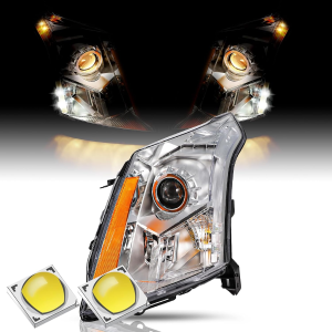 for [Halogen Model Only] 2010-2016 Cadillac SRX Projector Headlight Assembly Pair Factory OE Style Headlamps LH Left Driver Side Chrome Housing