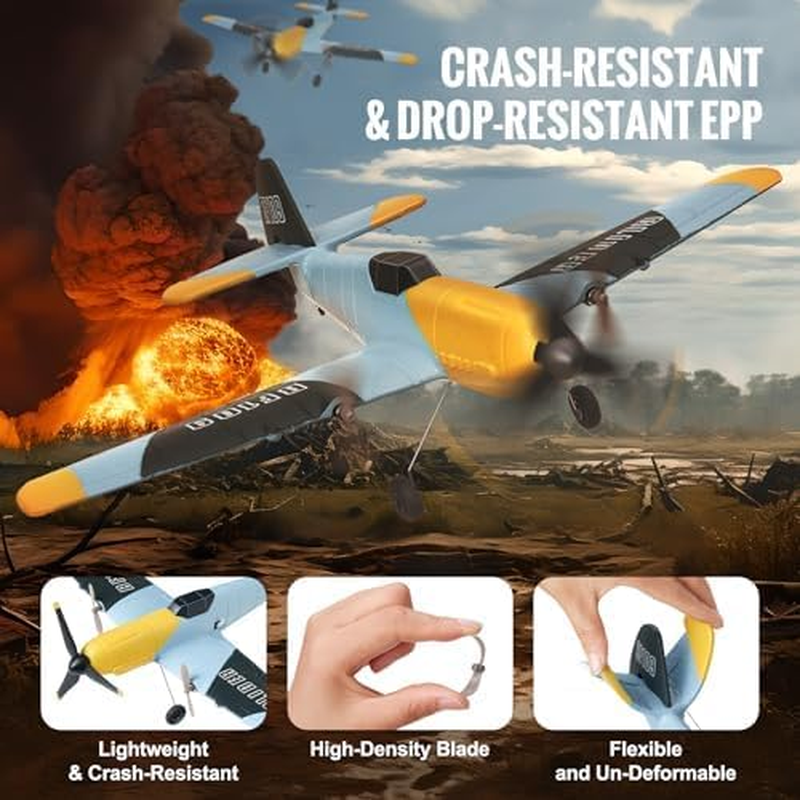 RC Plane, 2.4GHZ 3 Channel RC Airplane with 6-Axis Gyro Stabilizer&2 Batteries, Ready to Fly BF-109 Fighter Aircraft Plane Toy for Adults Beginners Kids Birthday/Xmas Gift - Image 7