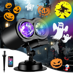 Brighter Halloween Decorations Projector Lights, 2025 Upgraded Holiday Projectors, Christmas Projector with 19 HD Replaceable Slides (Ocean Wave & Patterns), Waterproof Halloween Projector Light Show