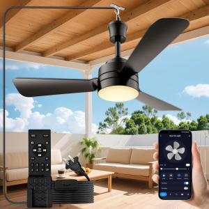 28" Gazebo Fan with Light,Plug in Ceiling Fan Light,Outdoor Ceiling Fan with Light,Hanging Fan with Hook,35W 3000-6500K,Remote/App Control,Portable Fan Light for Patios,Porch