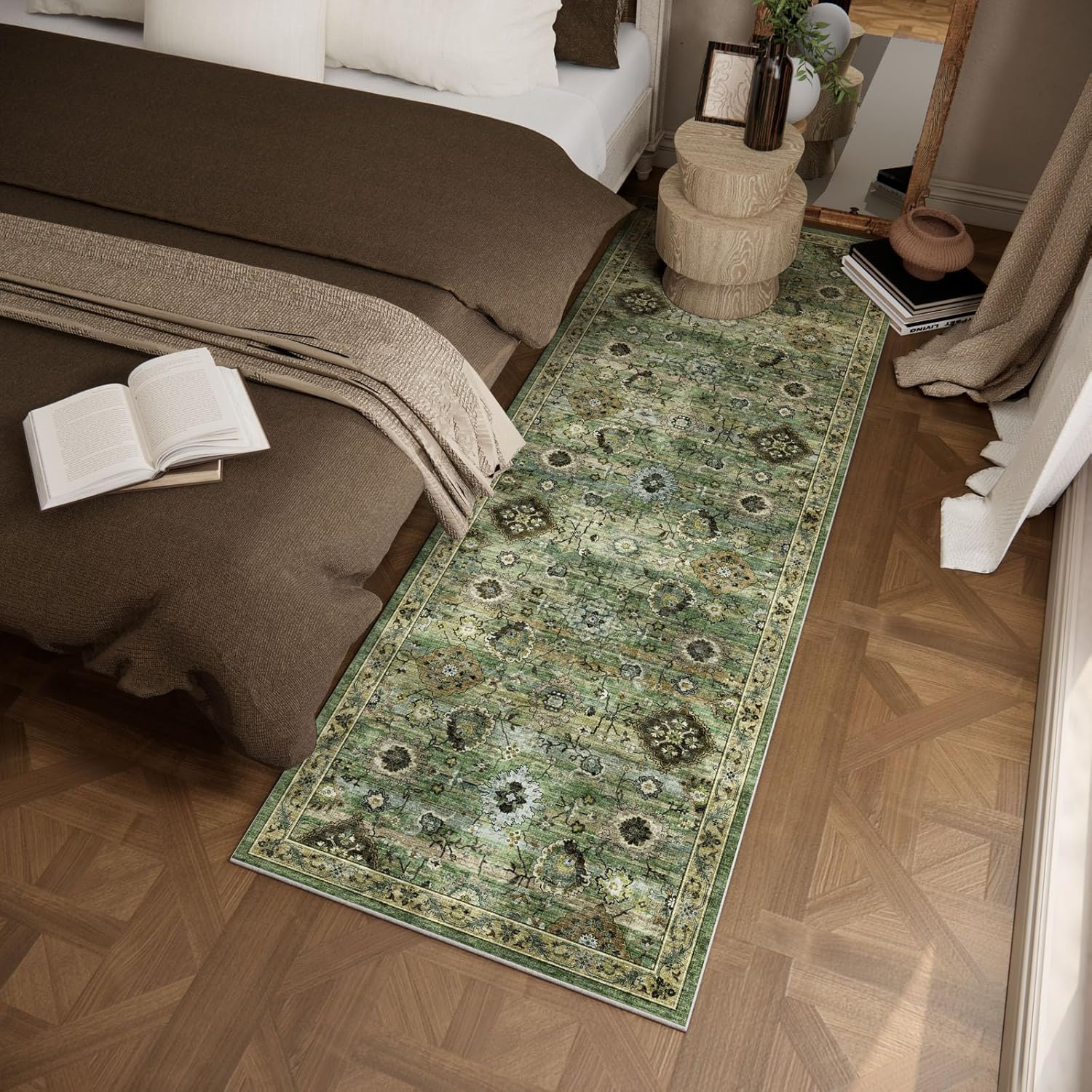Washable Runners for Hallways Kitchen Rugs: 2'6"X8' Runner Rug Stain Resistant Non Slip Low Pile Soft Carpet Runners for Hallways Bedroom Kitchen Entryway Indoor Laundry Room Farmhouse - Image 3