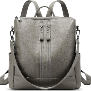 Genuine Leather Backpack Purse for Women: Fashion Ladies Convertible Backpack Designer Shoulder Handbag for Travel