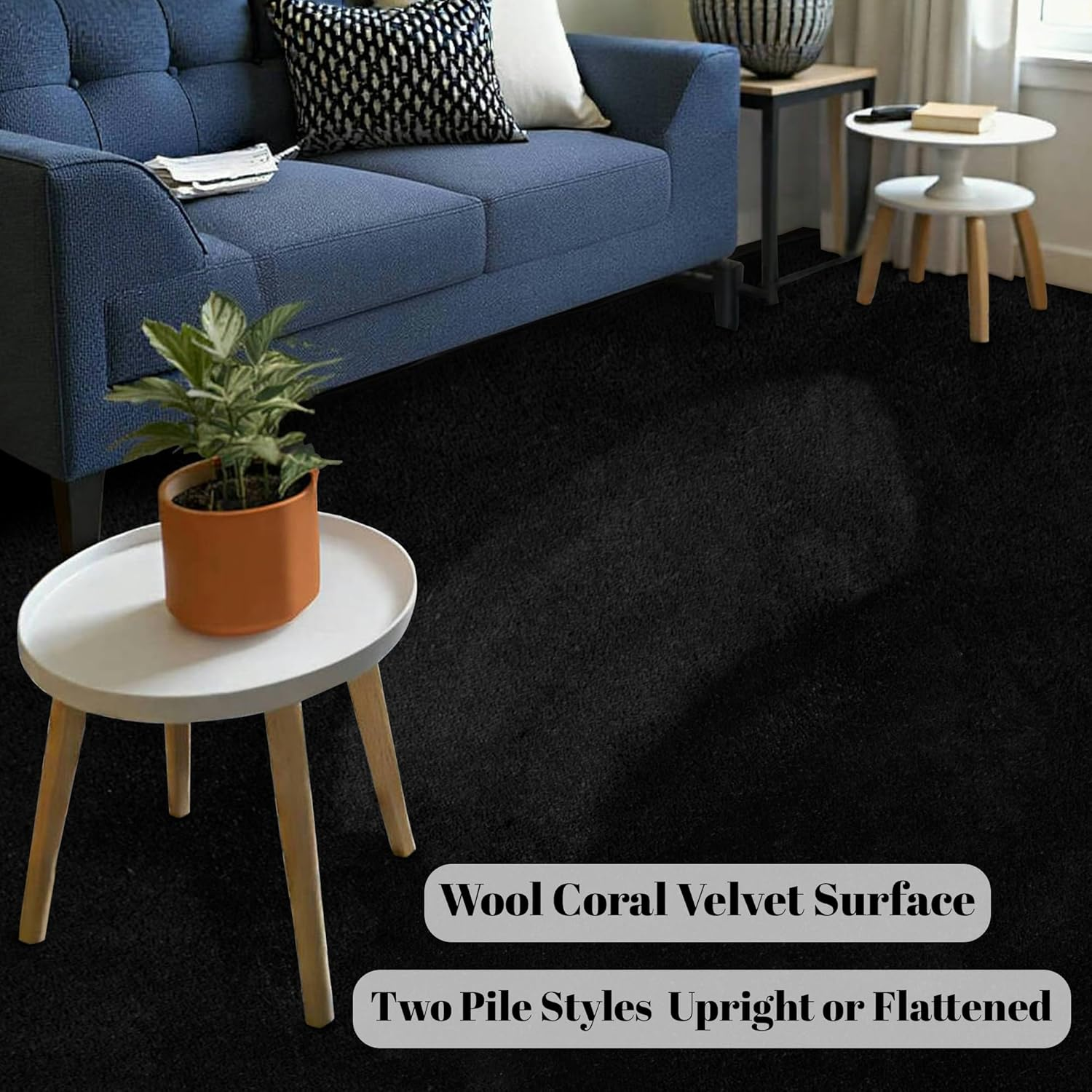 Large Modern Area Rugs for Living Room Bedroom, 9X12 Feet Black Ultra Soft Thickened Memory-Foam Indoor Rug, Comfy Aesthetic Solid Minimalist Carpets for Girls Boys Nursery Dorm Home Decor - Image 8