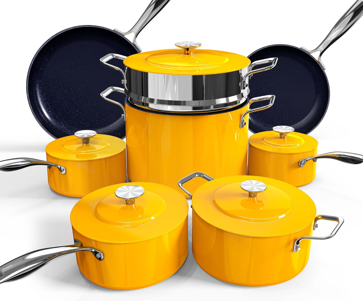 Lux 13Pc Forged Lightweight Cookware Set PFAS Free, Healthy G10 Duralon Ceramic Coating, Ultra Non-Stick, Stay-Cool Handles, Works on All Cooktops & Induction Ready