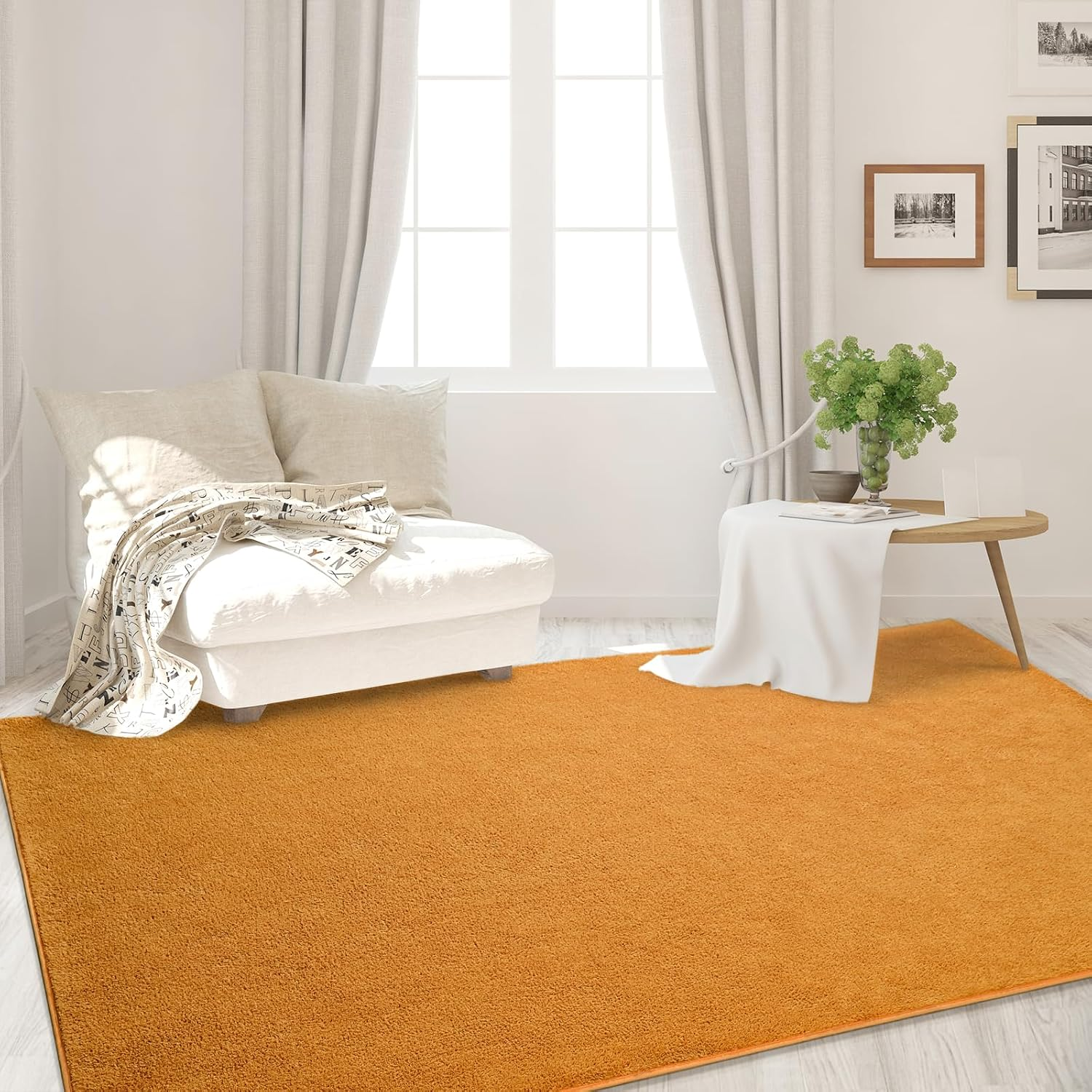 Area Rugs for Bedroom Living Room, 4X6 Orange Super Soft Comfy Thickened Memory-Foam Indoor Carpets, Modern Aesthetic Minimalist Carpet for Boys Girls Adults Apartment Nursery Home Décor - Image 7