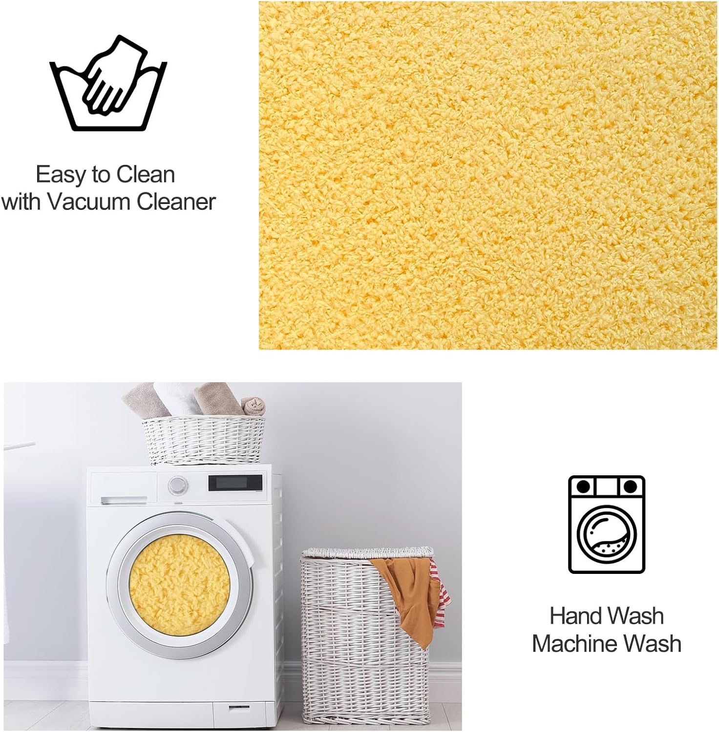 Area Rugs for Bedroom Living Room, 4X6 Yellow Super Soft Comfy Thickened Memory-Foam Indoor Carpets, Modern Aesthetic Minimalist Carpet for Boys Girls Adults Apartment Nursery Home Décor - Image 6