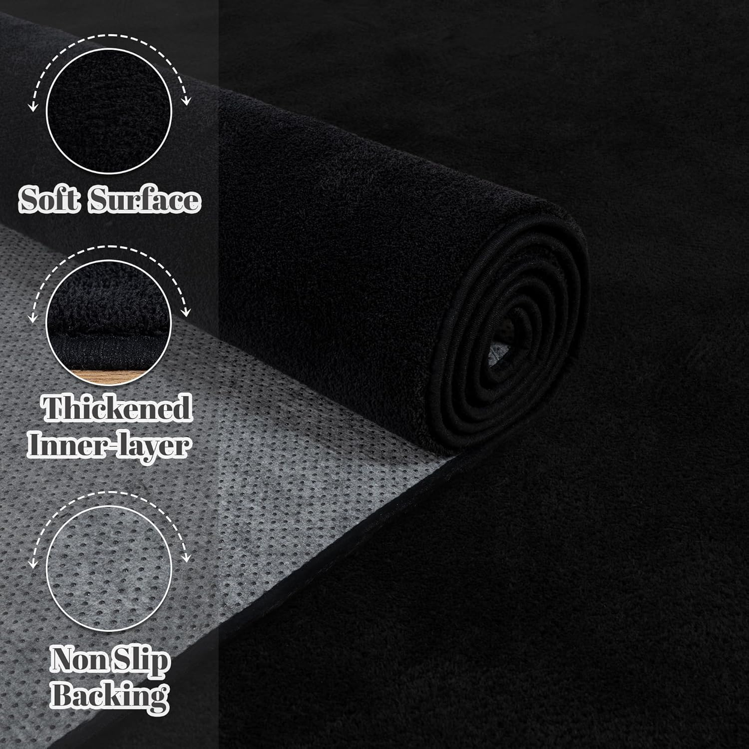 Large Modern Area Rugs for Living Room Bedroom, 9X12 Feet Black Ultra Soft Thickened Memory-Foam Indoor Rug, Comfy Aesthetic Solid Minimalist Carpets for Girls Boys Nursery Dorm Home Decor - Image 6
