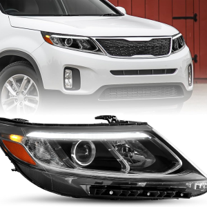 Headlight Assembly Fit for 2014 2015 Kia Sorento LX LED DRL Projector Headlamp Replacement Right Passenger Side