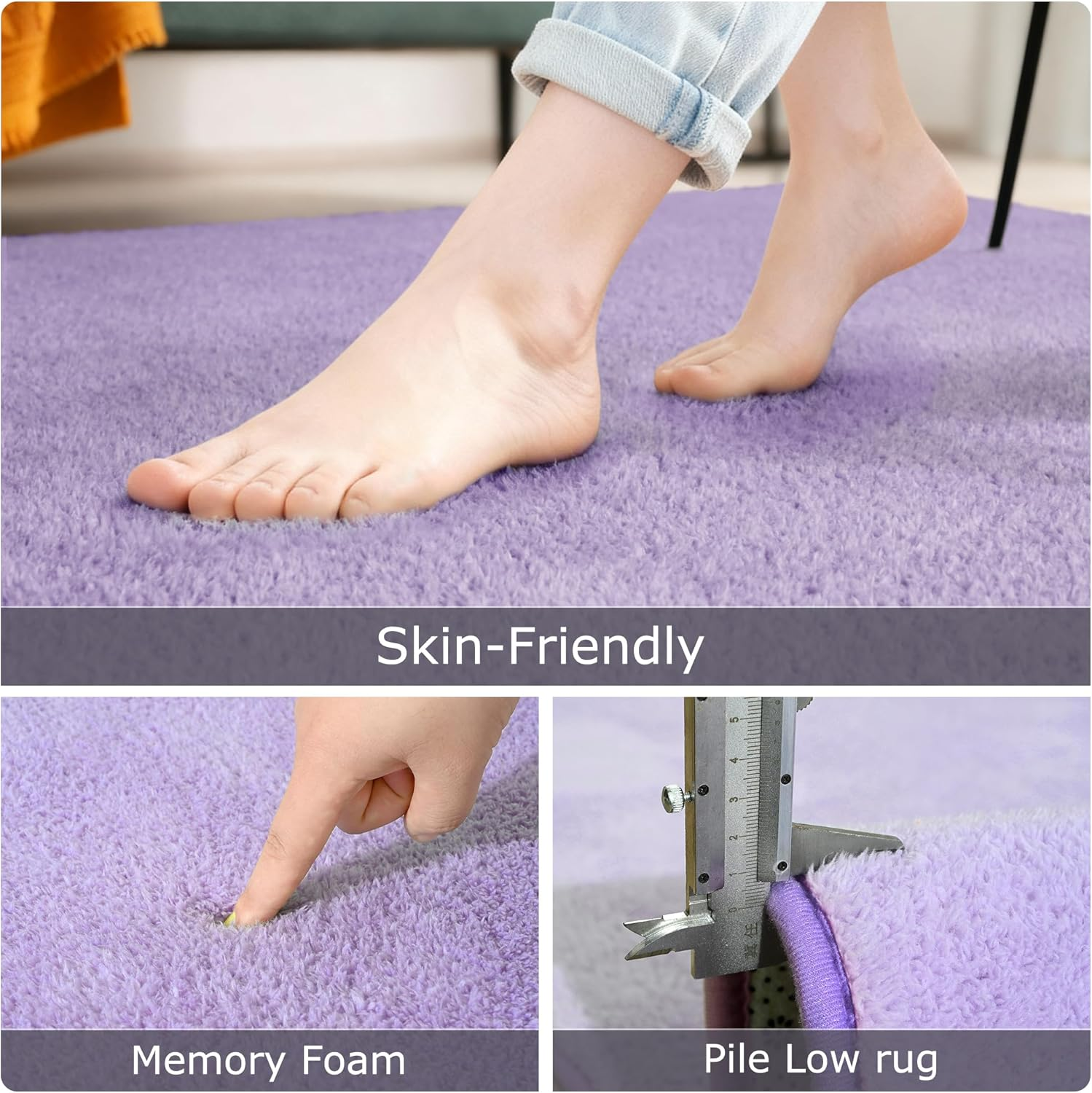 5X7 Purple Area Rugs for Bedroom, Soft Modern Living Room Rug Indoor Non Slip Low Pile Washable Rug Fluffy Fuzzy Memory Foam Carpets Throw Rugs for Kids Nursery Classroom Dorm Room Decor - Image 6