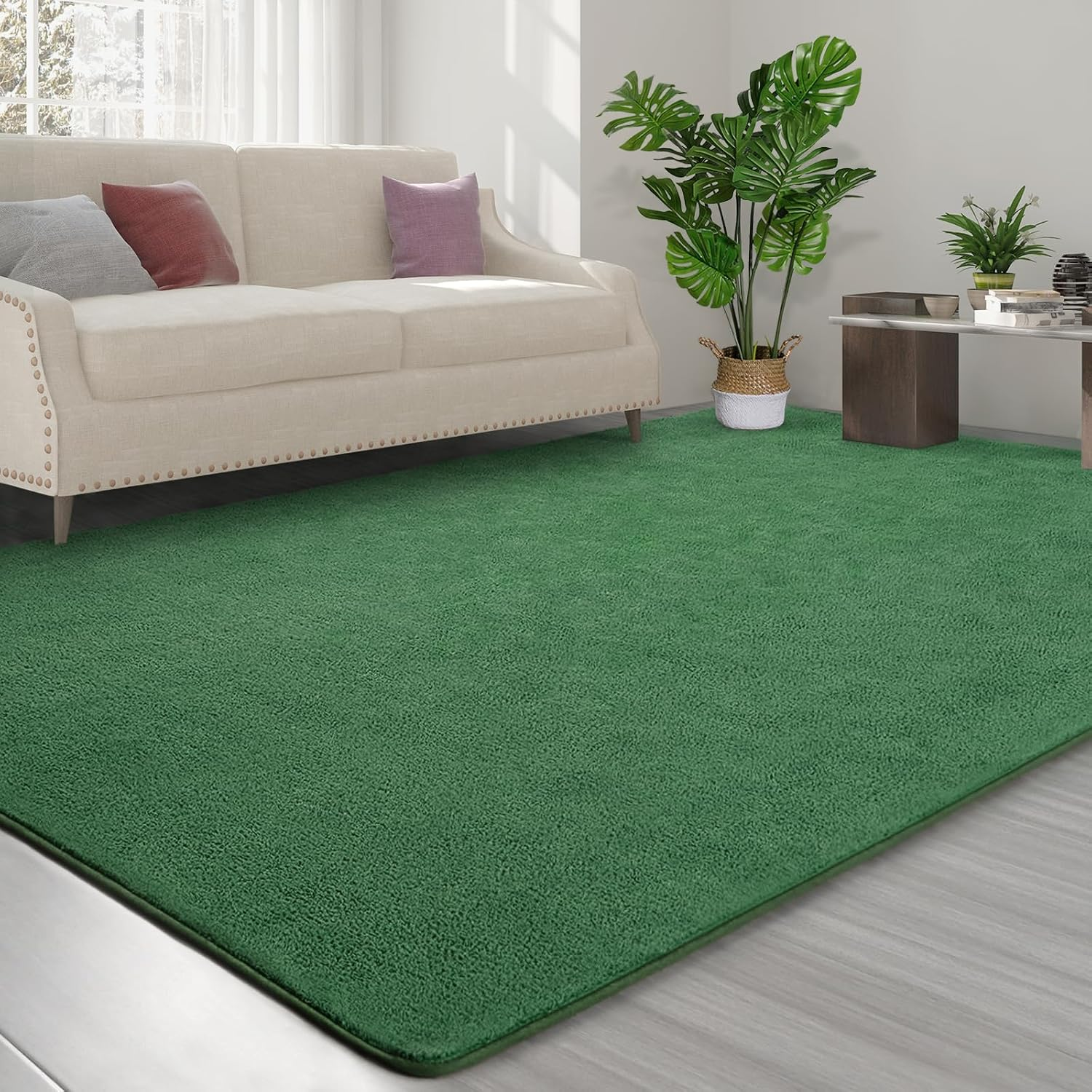 Area Rugs for Bedroom Living Room, 6X9 Green Super Soft Comfy Thickened Memory-Foam Indoor Carpets, Modern Aesthetic Minimalist Carpet for Boys Girls Adults Apartment Nursery Home Décor - Image 3