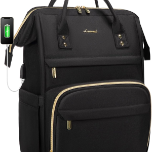 Laptop Backpack Women, 15.6 Inch Work Backpack Woman for Teacher Nurse Bags, Computer College Backpack Purse, Waterproof Anti-Theft Travel Back Pack with USB Charging Port, Black