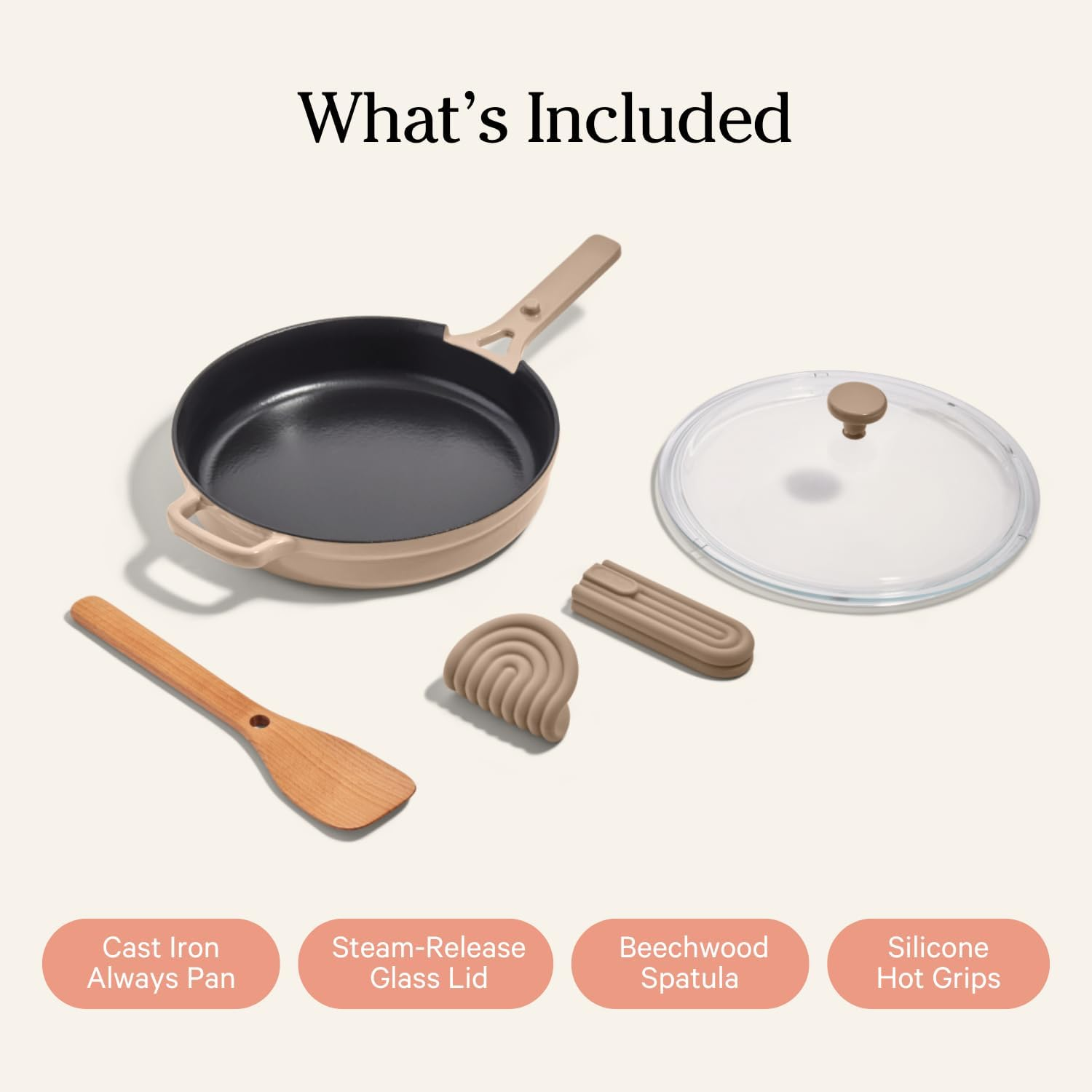 Our Place Cast Iron Always Pan | Premium Enameled, Toxin-Free Surface | 10-Inch 8-In-1 Multifunctional Cookware System | Lid, Handle Covers | Heavy Duty Skillet | Oven & High Heat Safe | Steam - Image 6