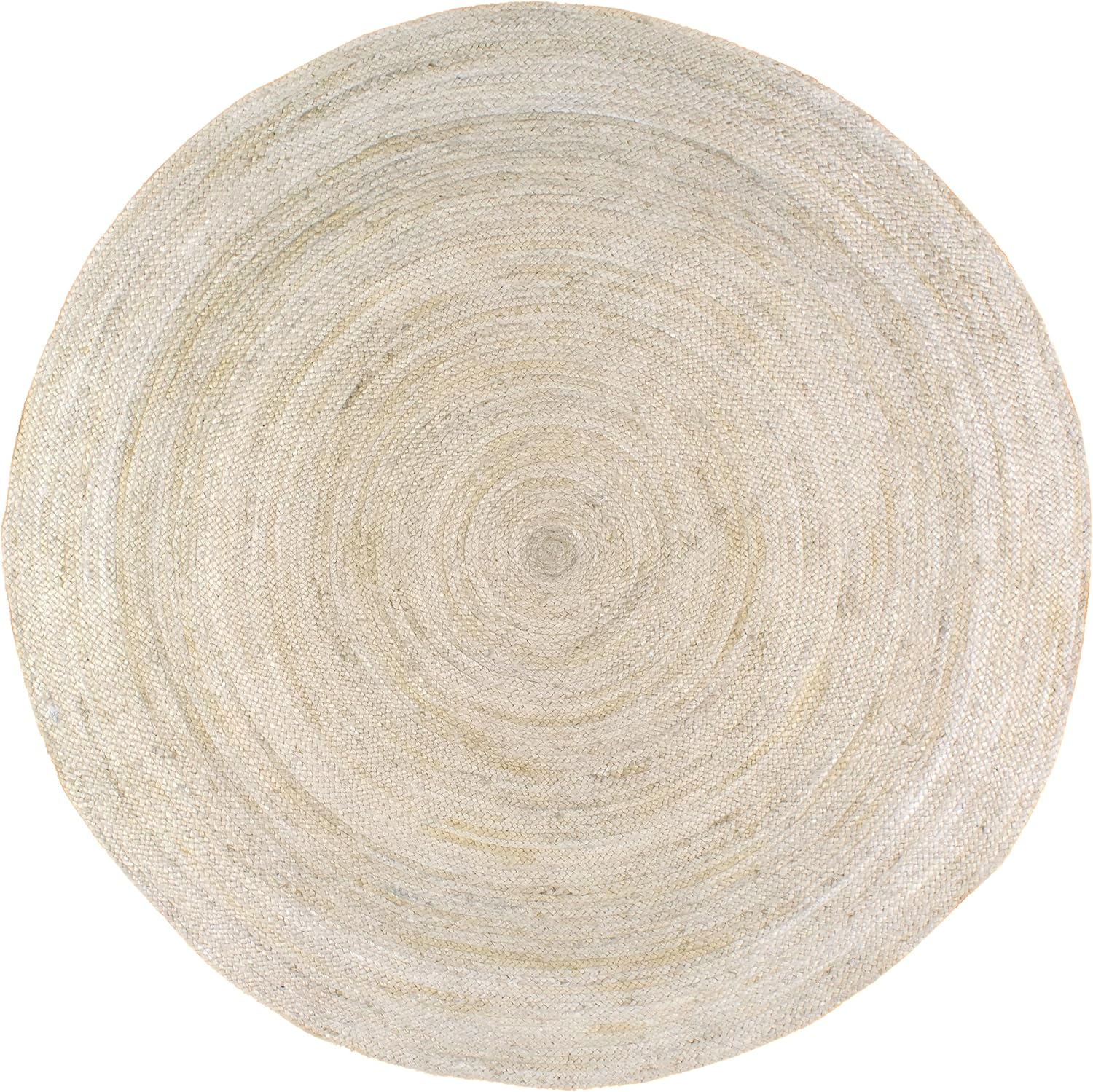 3 round Rigo Jute Hand Woven Area Rug, off White, Solid Farmhouse Design, Natural Fiber, for Bedroom, Living Room, Dining Room, Hallway, Office, Kitchen, Entryway - Image 3