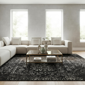 Arlena Vintage Traditional Area Rug - 5X8 Area Rug Modern/Contemporary Black/Grey Rugs for Living Room Bedroom Dining Room Kitchen