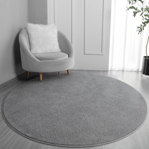 round Area Rugs for Bedroom Living Room, 5X5 Grey Super Soft Comfy Thickened Memory-Foam Indoor Circle Carpets, Modern Aesthetic Minimalist Carpet for Boys Girls Adults Nursery Home Décor
