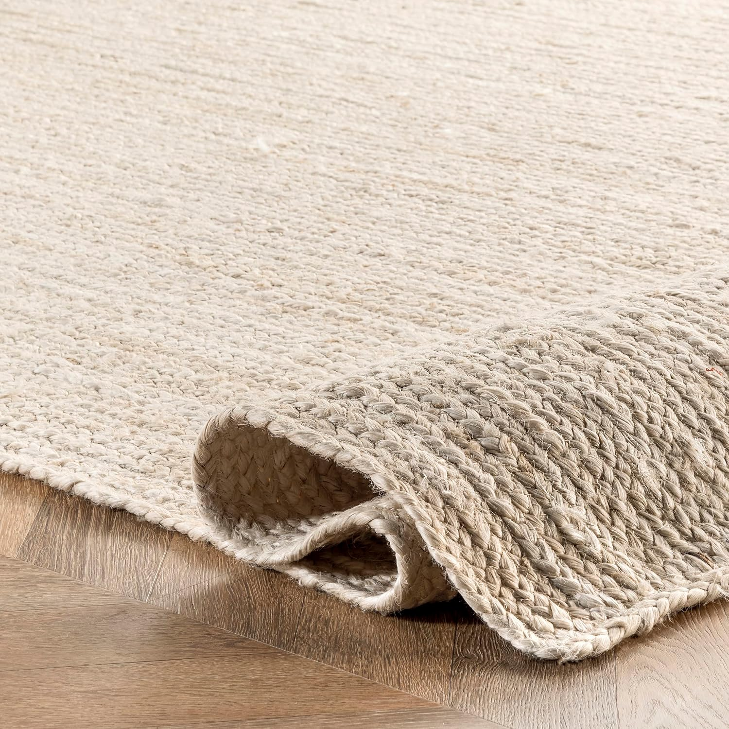 4 round Rigo Jute Hand Woven Area Rug, off White, Solid Farmhouse Design, Natural Fiber, for Bedroom, Living Room, Dining Room, Hallway, Office, Kitchen, Entryway - Image 6