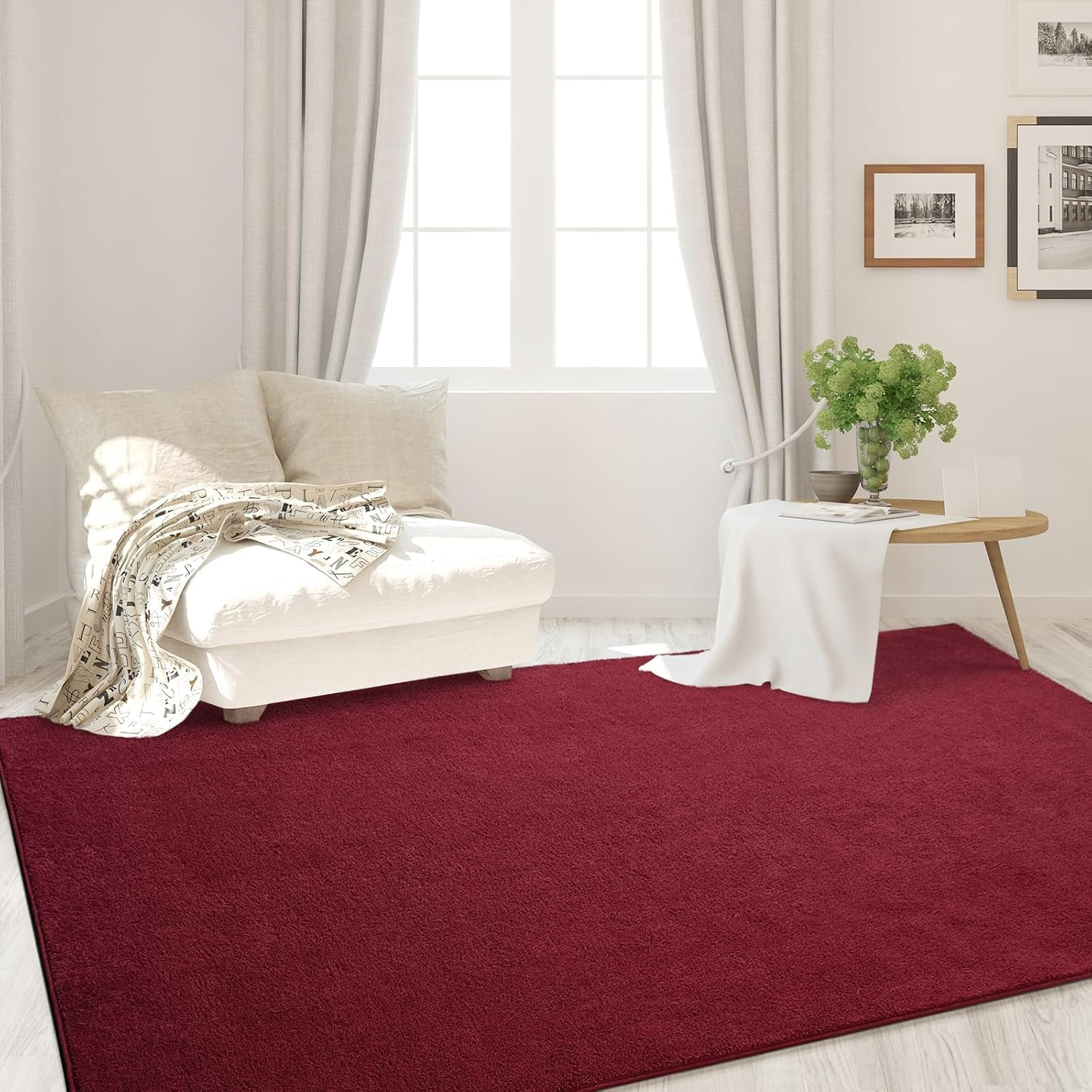 Area Rugs for Bedroom Living Room, 7X10 Rose Red Super Soft Comfy Thickened Memory-Foam Indoor Carpets, Modern Aesthetic Minimalist Carpet for Boys Girls Adults Apartment Nursery Home Décor - Image 7