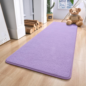 2X6 Long Runner Rug, Purple Bedroom Bedside Runner Rug Living Room Carpet Area Throw Rugs for Hallway Soft Indoor Memory Foam Rugs for Teen Kids Classroom Nursery Dorm Laundry Room Decor
