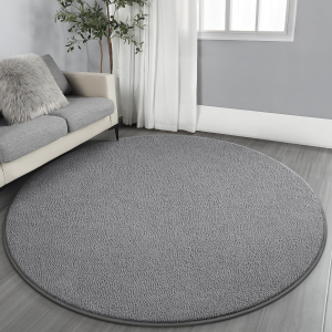 Ultra Soft round Area Rugs for Living Room Bedroom, 5X5 Feet Grey Thickened Memory Foam Modern Indoor Circle Carpets, Non-Slip Comfy Circular Rug for Boys Girls Nursery Room Home Decor