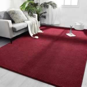 Area Rugs for Bedroom Living Room, 7X10 Rose Red Super Soft Comfy Thickened Memory-Foam Indoor Carpets, Modern Aesthetic Minimalist Carpet for Boys Girls Adults Apartment Nursery Home Décor
