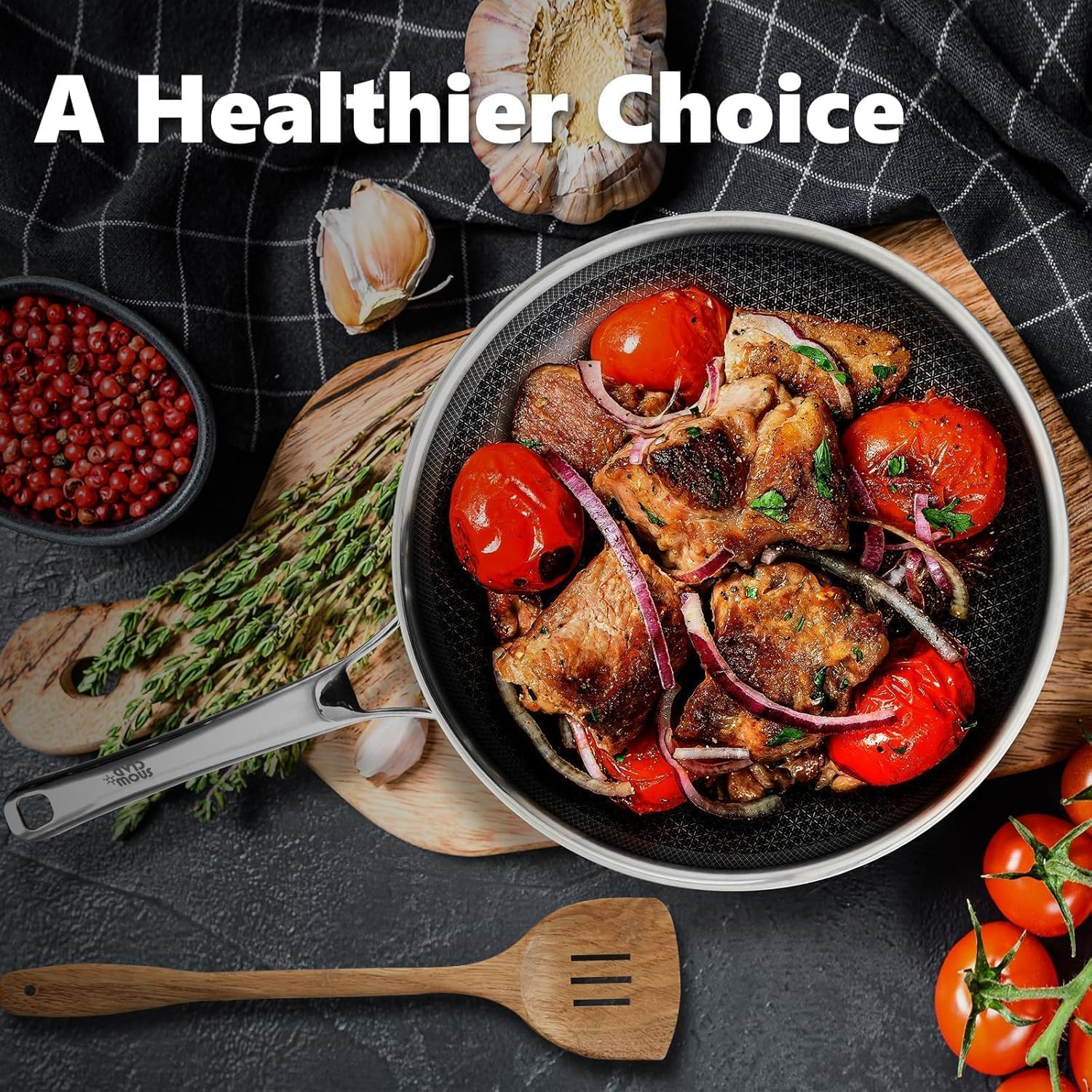 Non Stick Frying Pans Set, Hybrid Skillet Set Nonstick (8+10+12Inch), Pans for Cooking, PFOA Free Stainless Steel Kitchen Set, Dishwasher and Oven-Safe Cookware Sets - Image 2