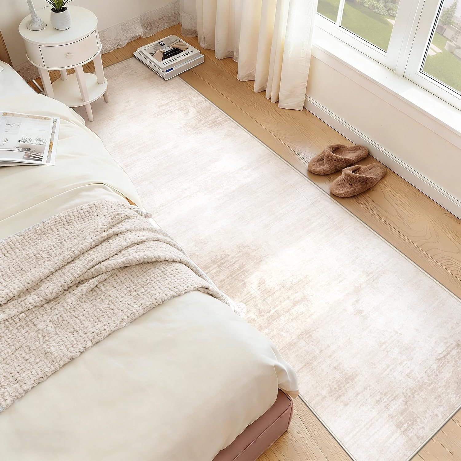 2X8 Runner Rug Washable Hallway Rugs: Modern Abstract Kitchen Rug Soft Non Slip Neutral Long Runners Stain Resistant Indoor Carpet for Entryway Bedroom Laundry Home(Beige,2'X8') - Image 2