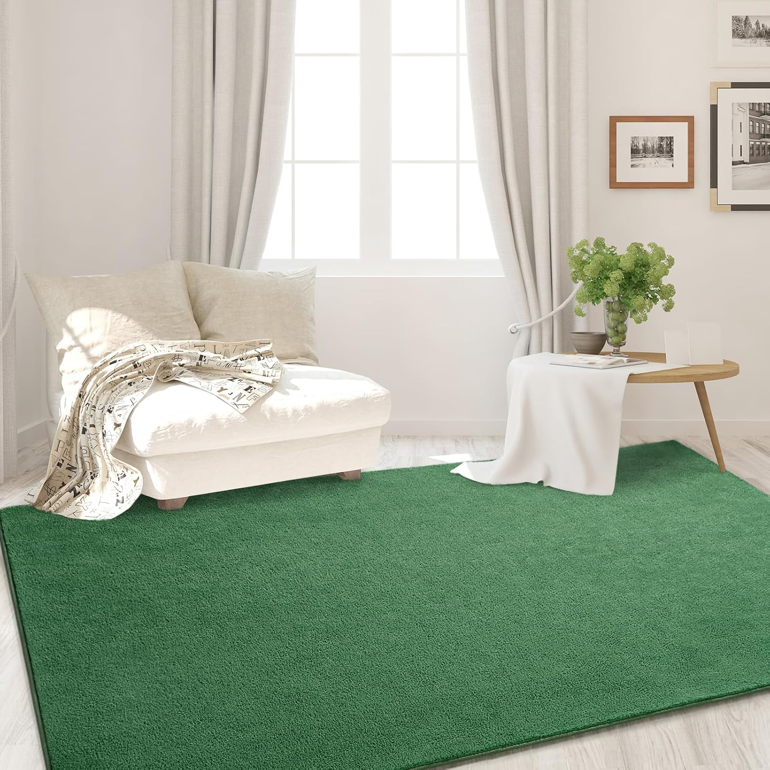 Area Rugs for Bedroom Living Room, 4X6 Green Super Soft Comfy Thickened Memory-Foam Indoor Carpets, Modern Aesthetic Minimalist Carpet for Boys Girls Adults Apartment Nursery Home Décor - Image 7