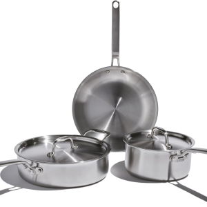Eater Series 5 Piece Essentials Set | Made in USA | 5 Ply Fully Clad Stainless Steel Cookware Set | Stay Cool Handle | Induction Ready & Non-Toxic