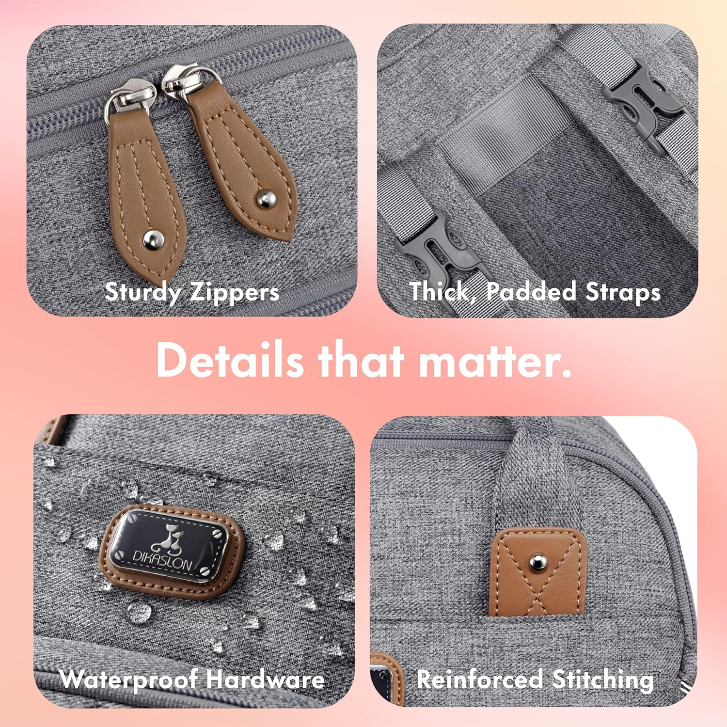 Diaper Bag Backpack with Portable Changing Pad, Pacifier Case and Stroller Straps, Large Unisex Baby Bags for Boys Girls, Multipurpose Travel Back Pack Moms Dads, Gray - Image 5