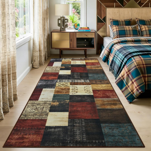 Modern Runner Rug for Living Room, 2X6 Washable Rugs for Bedroom Hallway, Geometric Patchwork Runner Rug Non-Slip Indoor Throw Carpet for Entryway Kitchen Office Home Decor, Multi