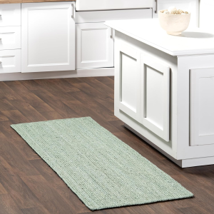 Rigo Handmade, Green, 2'6" X 6', Hand Woven, Farmhouse, Jute, Soft and Textured, High Traffic, Stain Resistant, Easy Clean, Durable Area Rug for Bedroom, Living Room, Dining, Den, Foyer